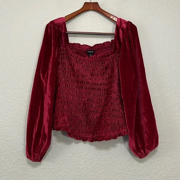Torrid Red Velvet Smocked Top - Picture 4 of 14